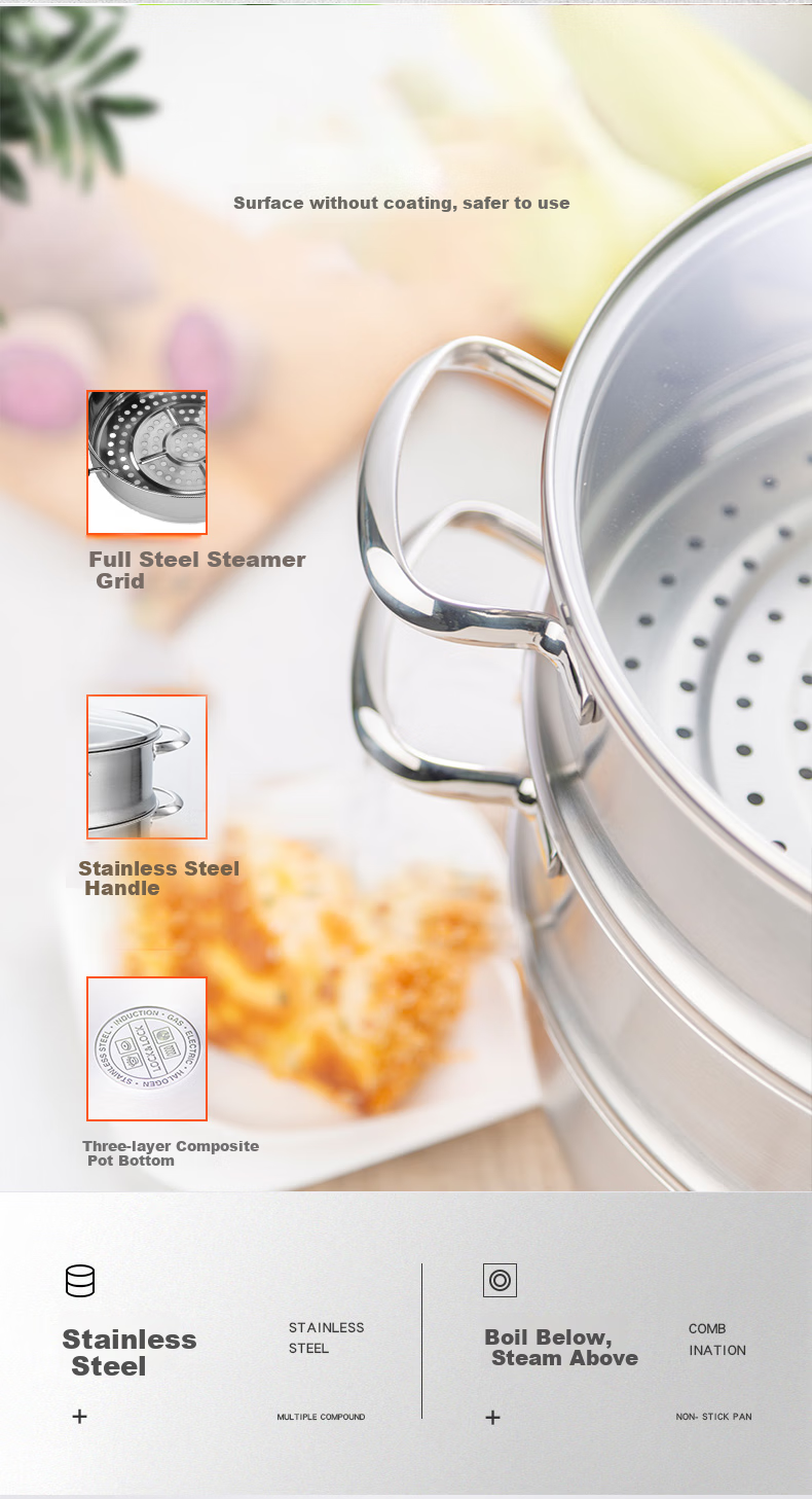Пароварка LOCK&LOCK из нержавеющей стали, большая емкость, 28 см, двухслойная, для дома, совместима с индукционной плитой