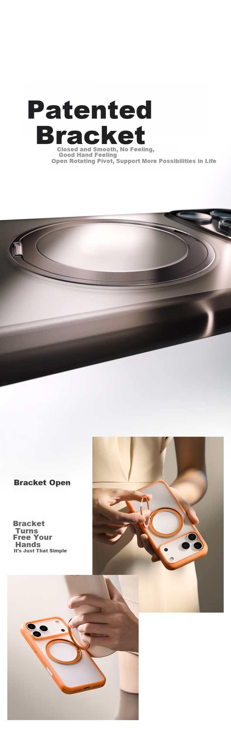 Чехол TORRAS Pivot для Apple iPhone 17 Pro, черный, с защитой камеры, противоударный, с подставкой, простой стиль, PC+TPU+алюминиевый сплав