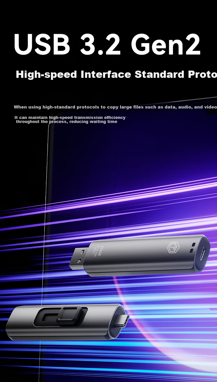 SSD-накопитель JD Original Dual Interface 256 ГБ, высокая скорость 1000 МБ/с, USB Type-C для телефонов и компьютеров, безопасный и быстрый твердотельный накопитель