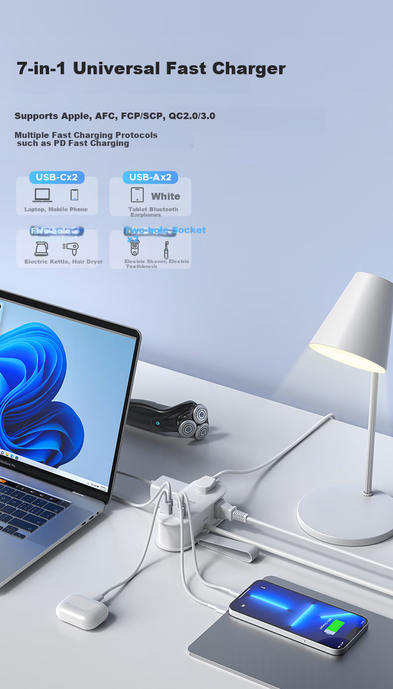 Сетевой фильтр ORICO, 65W USB, удлинитель, портативный, черный, 1.63 метра