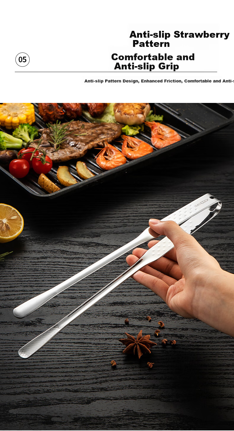 Щипцы кухонные MAXCOOK 316L из нержавеющей стали, для гриля, мяса, еды, выпечки, 28 см MCPJ0795