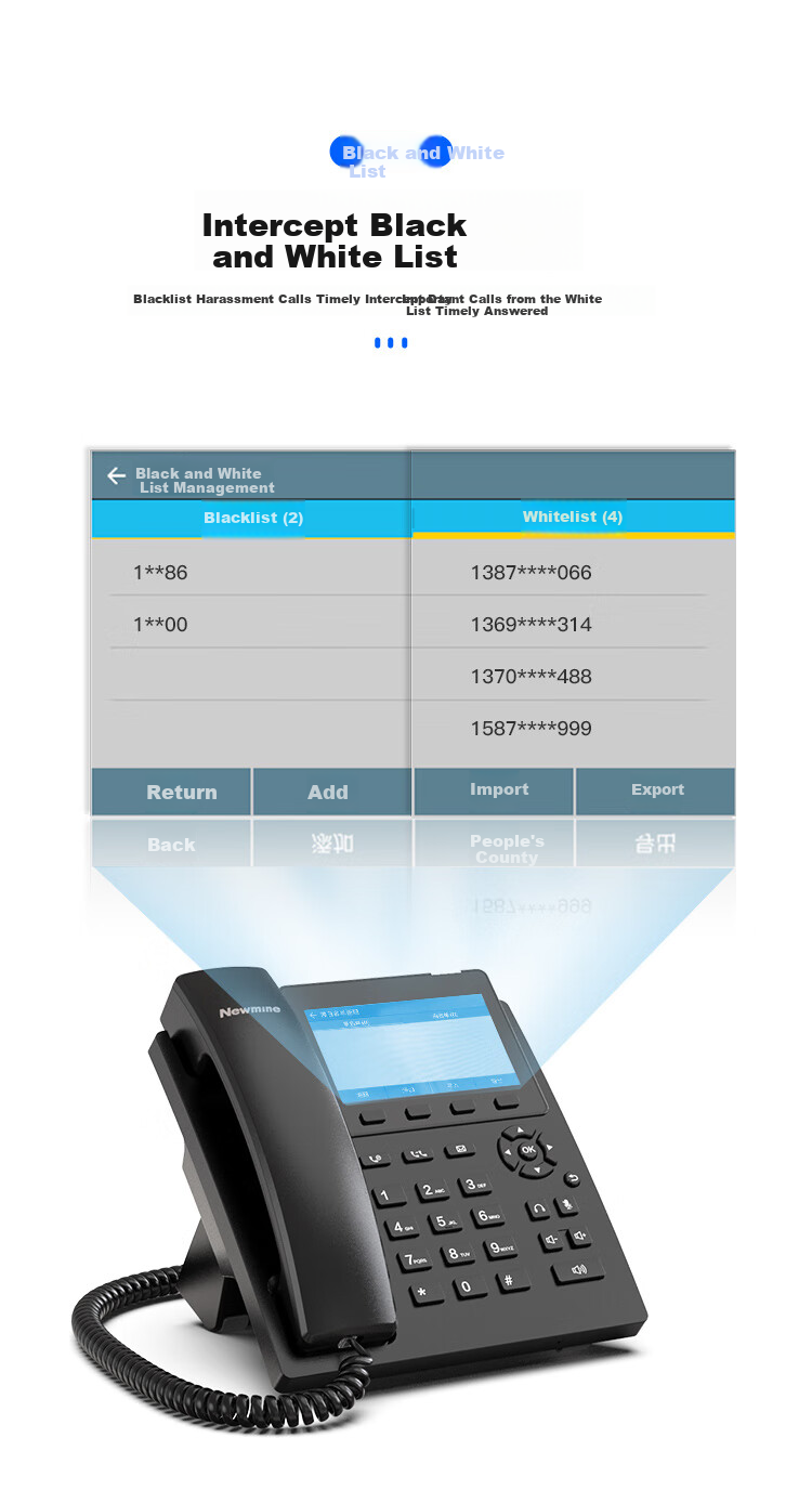 IP-телефон Newmine HL2008TSD-9082(R) с записью разговоров, Android Smart Phone, поддержка черного списка для адресной книги и внутренних систем