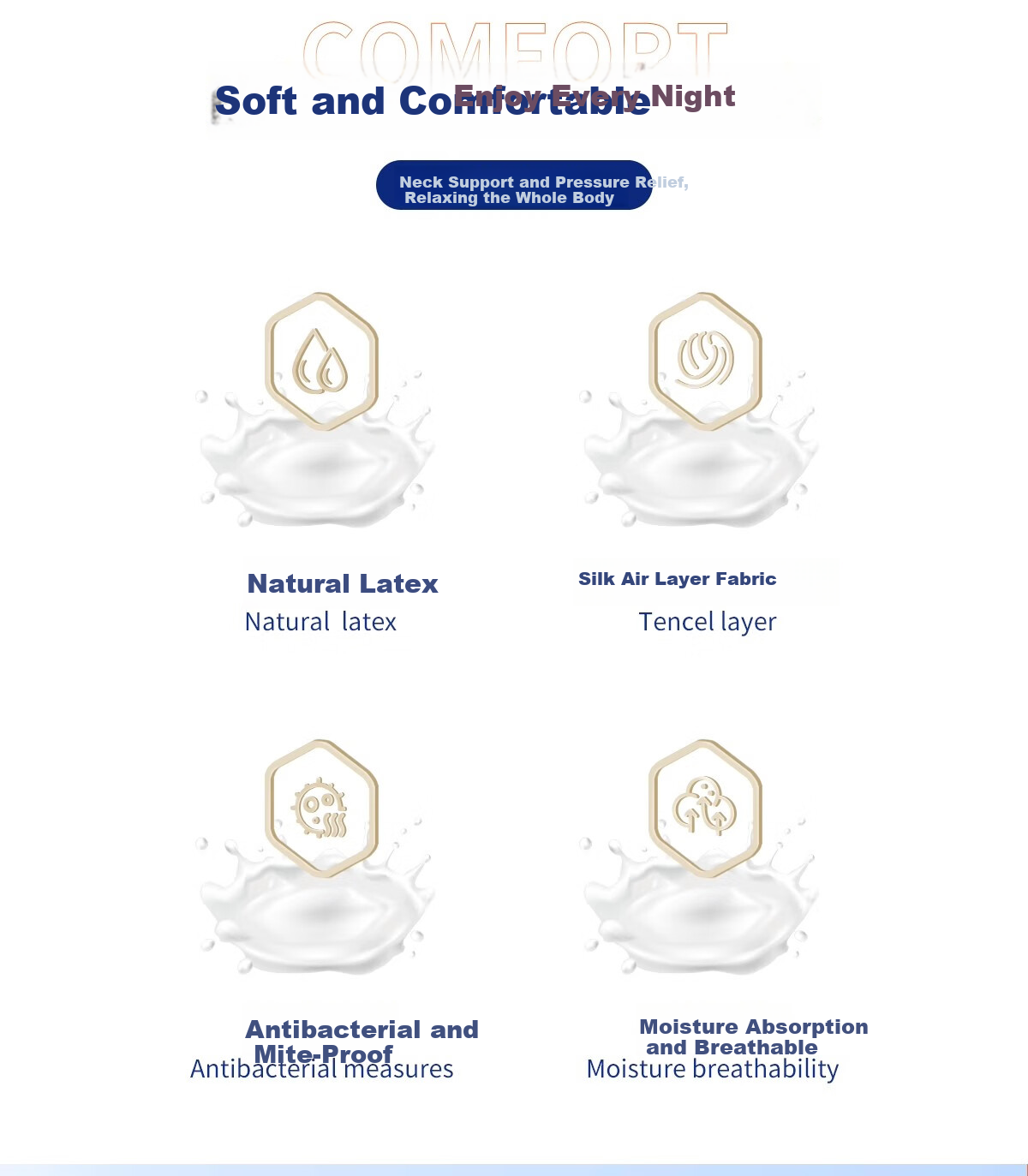 Латексная подушка YUZHAOLIN для поддержки шейного отдела позвоночника, 93% натурального латекса, регулируемая высота, с наволочкой
