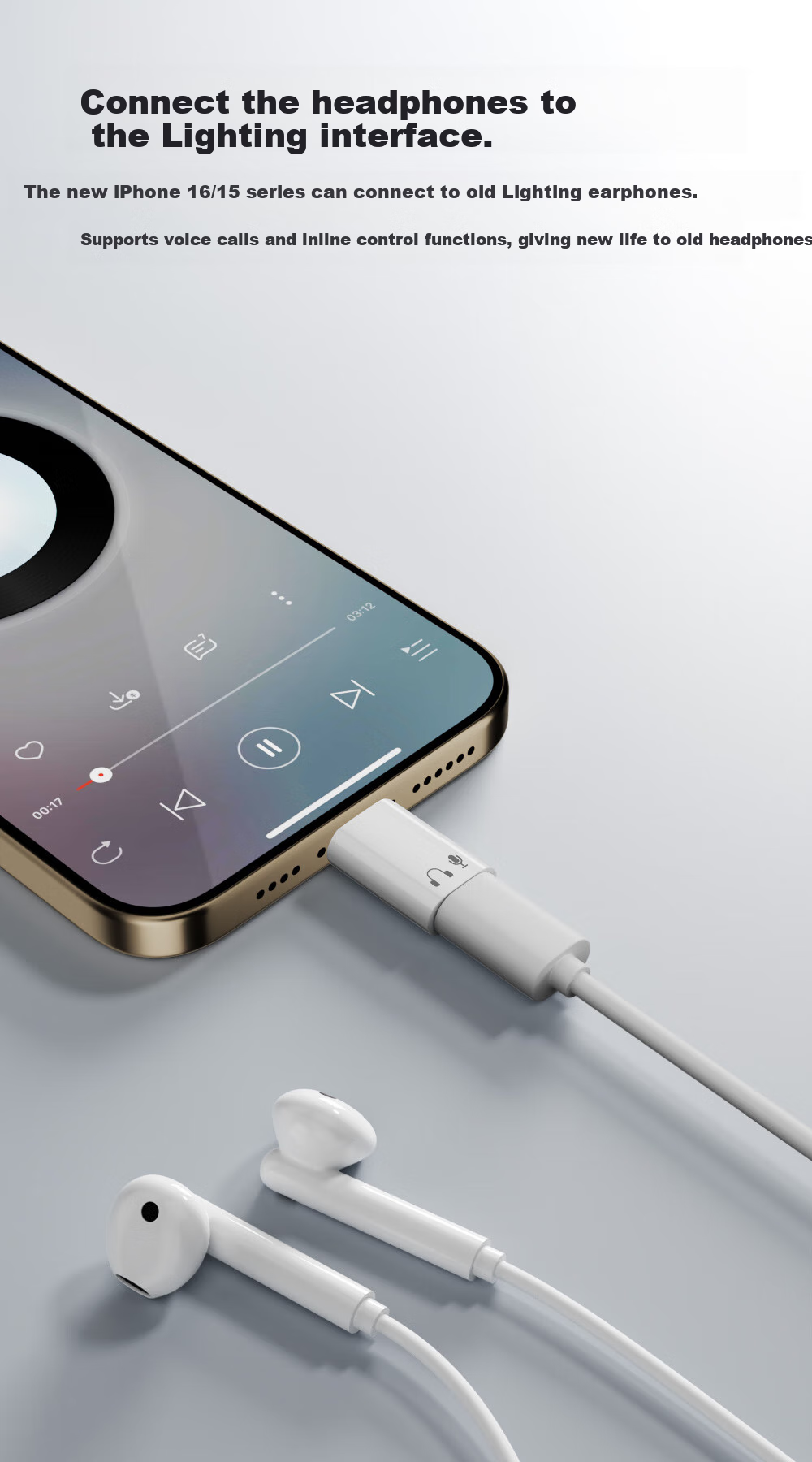 Переходник LinkStone Lightning на Type-C для наушников, для iPhone 15/16/17, Huawei, Xiaomi, iPad, ноутбуков, с поддержкой громкости и звонков