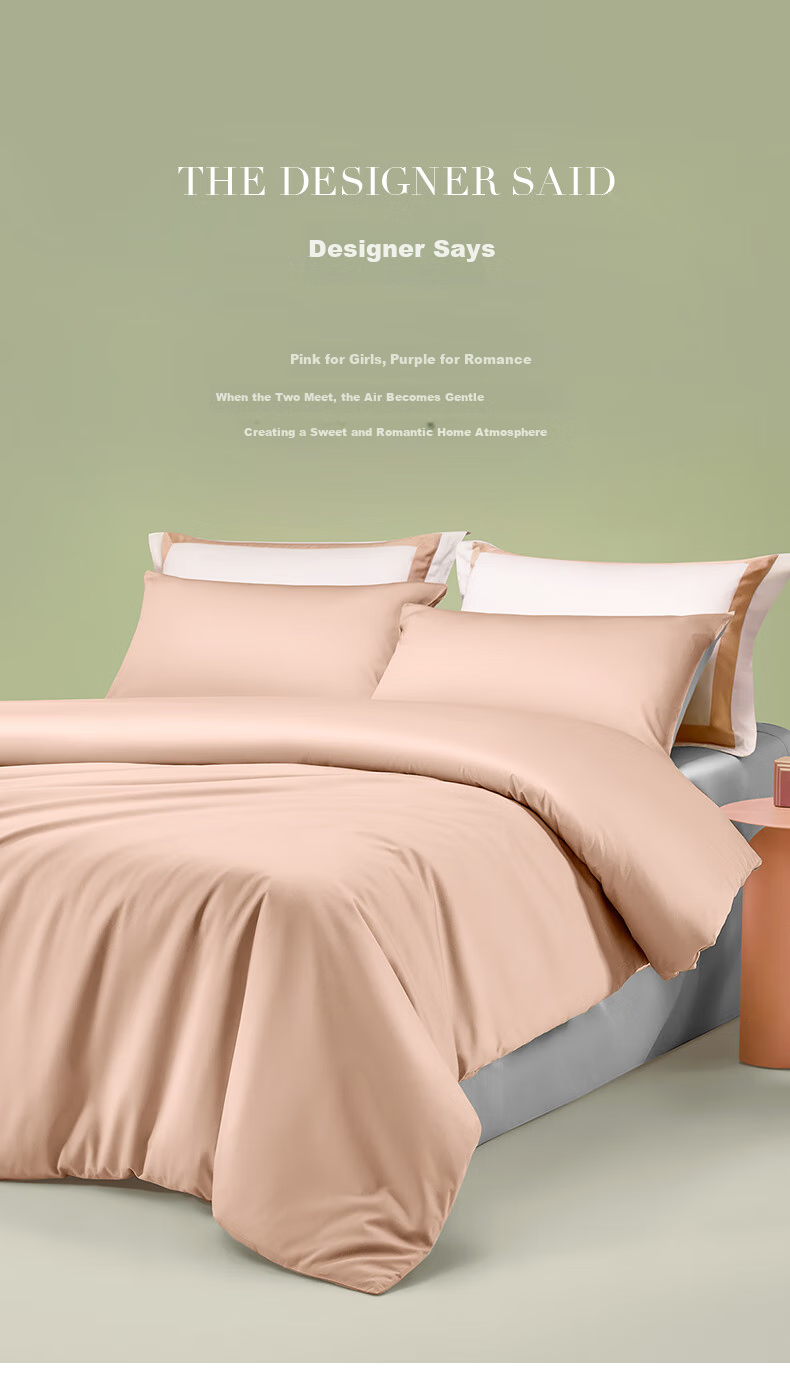 Комплект постельного белья LUOLAI Home Textile, 60 нитей, 100% хлопок, сатиновое плетение, размер 200*230 см, цвет розовый