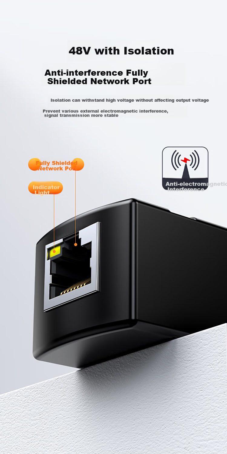POE Splitter BIAZE ZH235, 100 Мбит/с, 48 В на 12 В, 1.2 А, с изоляцией, для IP-камер и сетевых коммутаторов