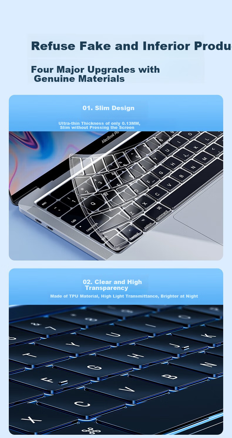 Защитная пленка для клавиатуры Shanmo для Apple MacBook Air/Pro, ультратонкая, прозрачная, водонепроницаемая, пылезащитная