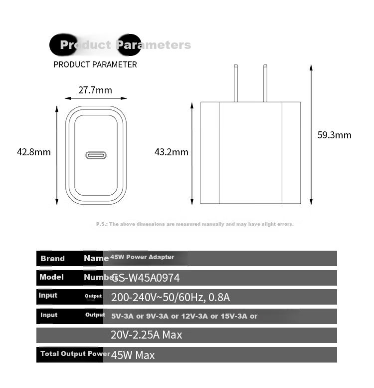 Зарядное устройство 45W GaN