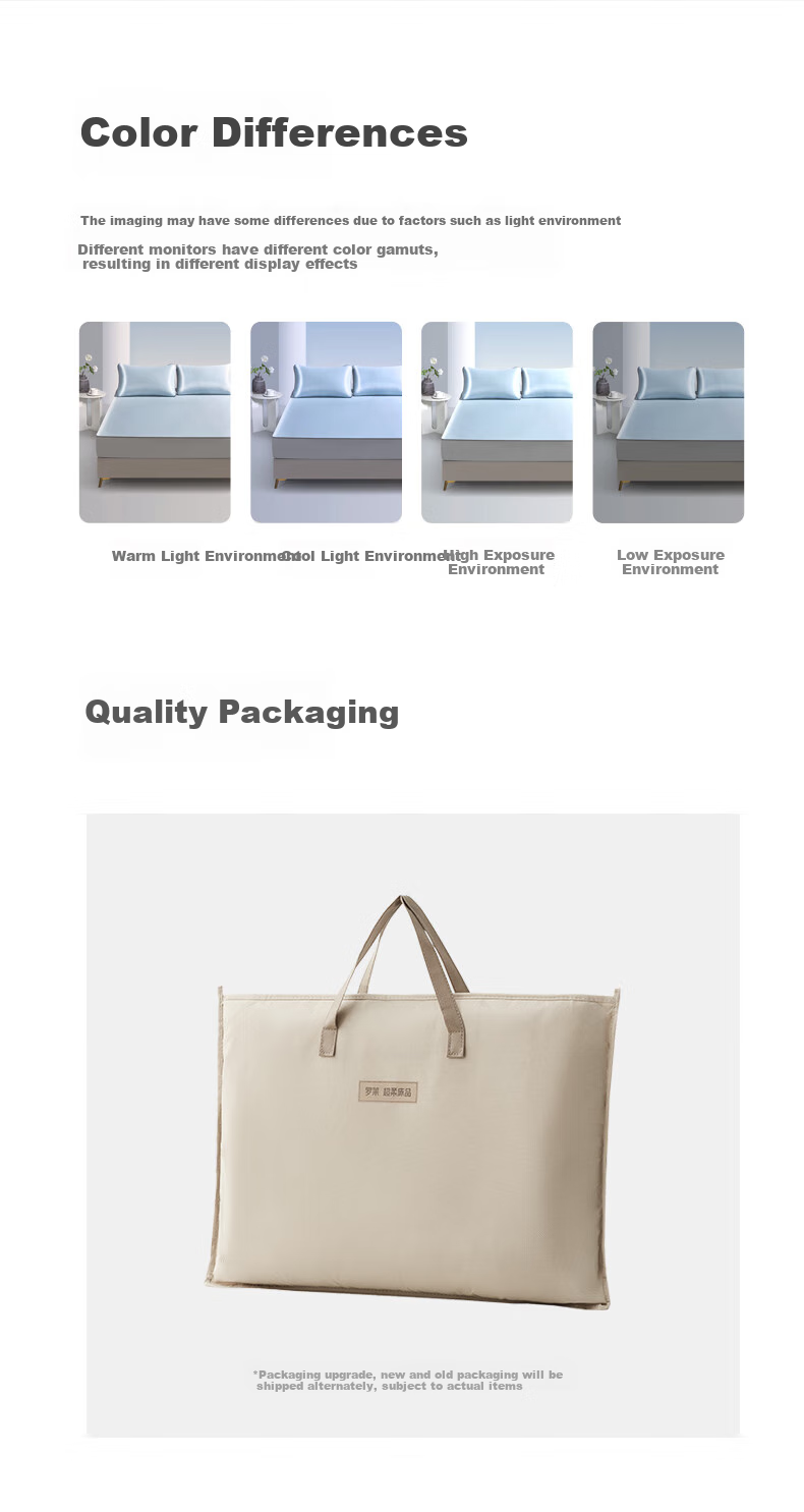 Комплект постельного белья LUOLAI Ice Silk Mat, класс А, машинная стирка, антибактериальный и противоаллергенный, стиль пододеяльника, синий, 150*200*30