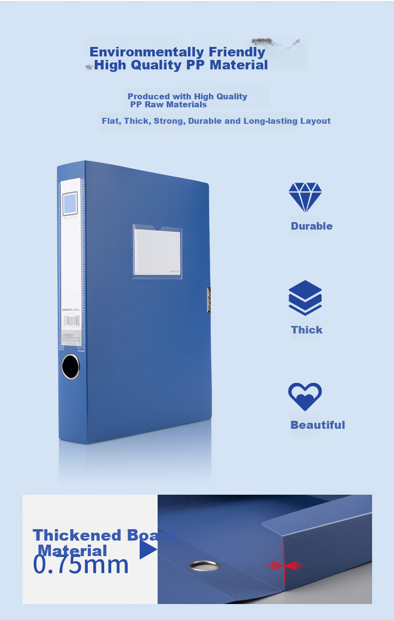 Папки для документов JinDeli TD055-10, формат А4, синие, 10 шт.