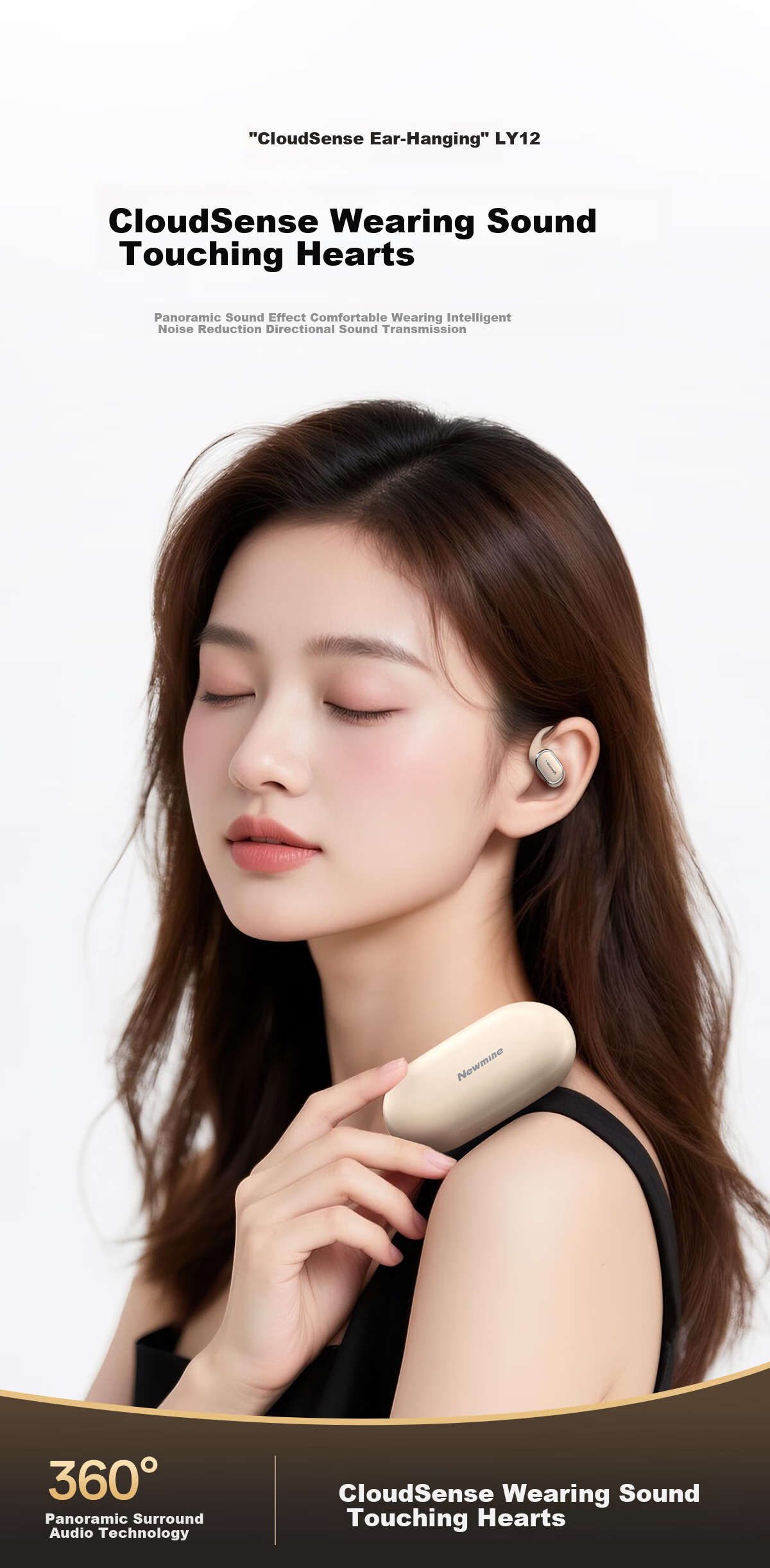 Беспроводные наушники Newmine LY12, костная проводимость, открытый стиль, True Wireless, спортивные, игровые, с шумоподавлением, совместимы с Apple, Huawei, Xiaomi