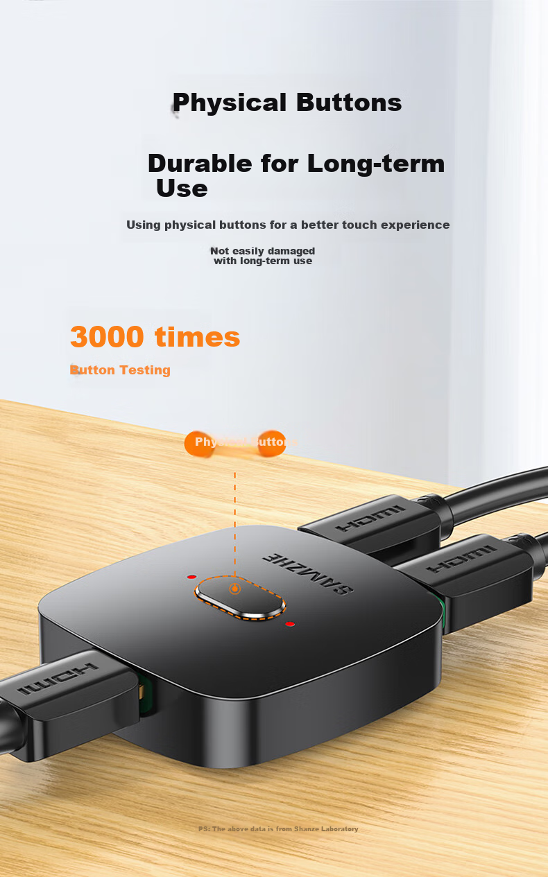 HDMI переключатель SAMZHE HV-300, 2 входа 1 выход, 4K 60Hz, HD, для ноутбука, монитора, проектора, сплиттер