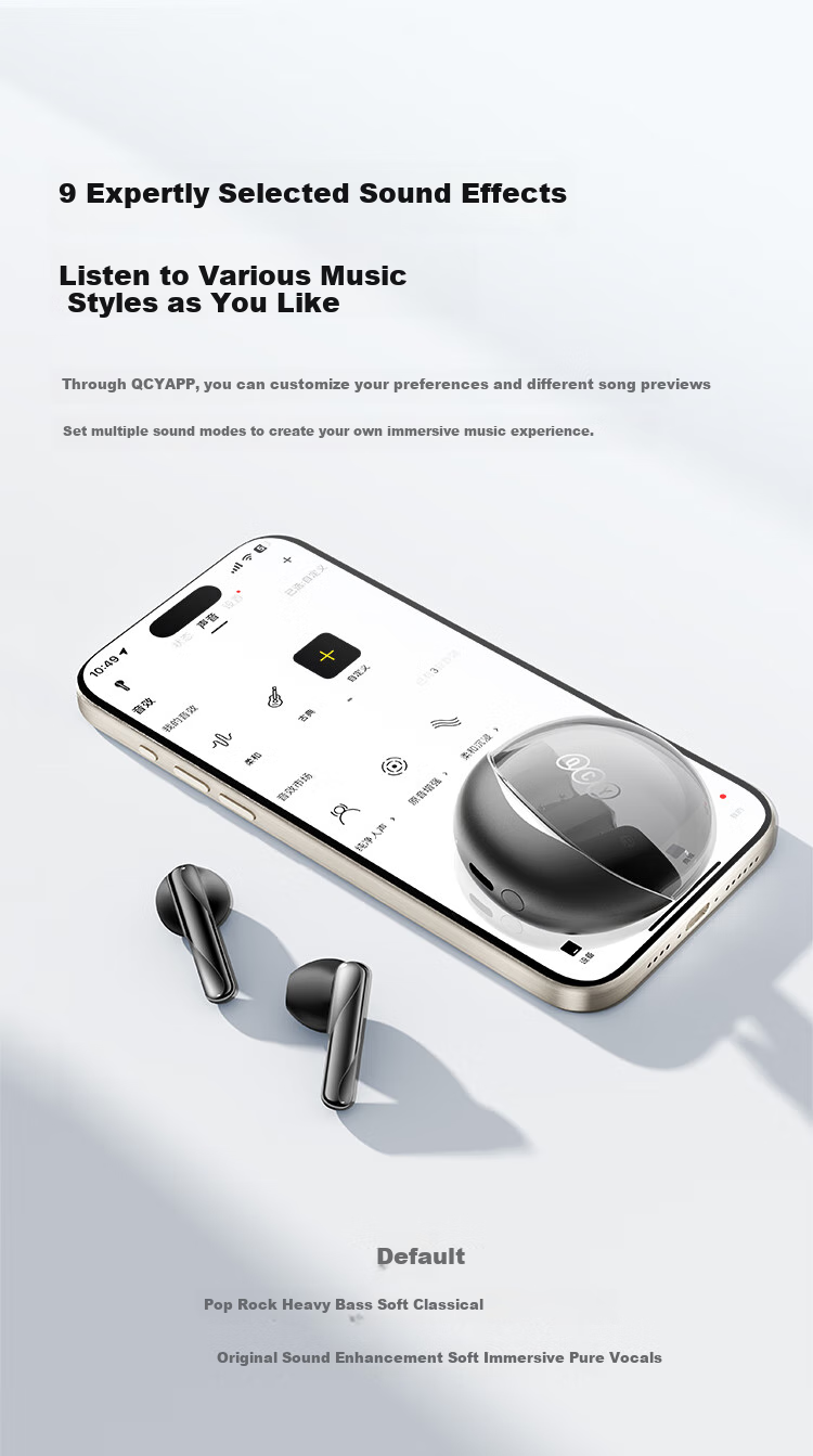 Беспроводные наушники QCY AilyBuds Clear True Wireless Bluetooth с 4 микрофонами для шумоподавления, ветрозащитой, спортивные, совместимые со всеми смартфонами, фиолетовые