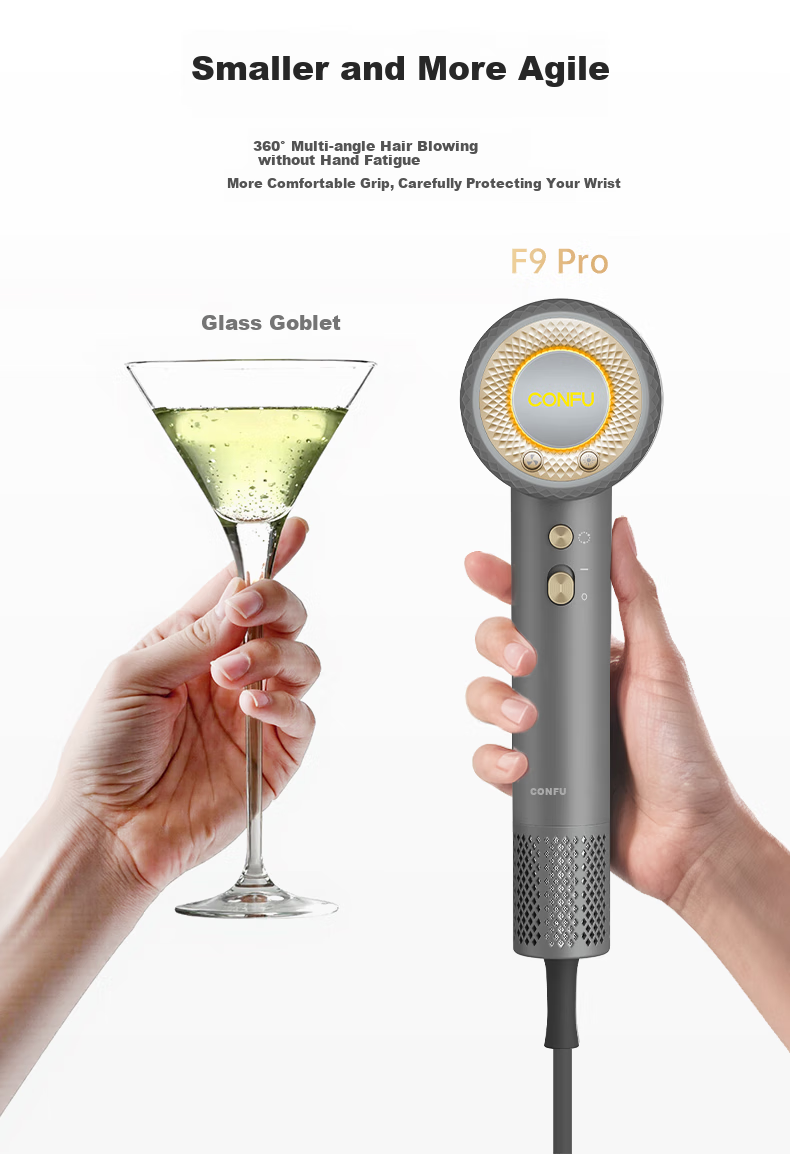 Фен CONFU F9Pro Titanium Gray, 1900 Вт, 50 миллиардов плазменных частиц, защита волос, бытовой прибор для быстрой сушки, подарок девушке