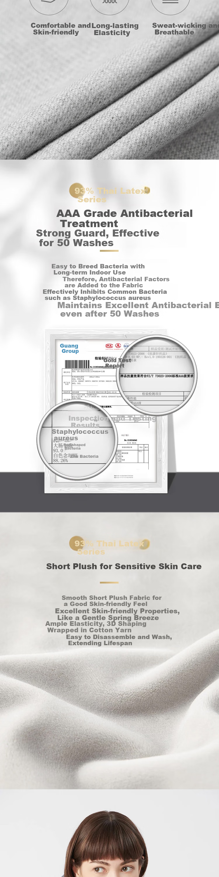 Подушка Wangyiyanxuan Thai из натурального латекса, U-образная, 93%, черная, 30*26*14 см