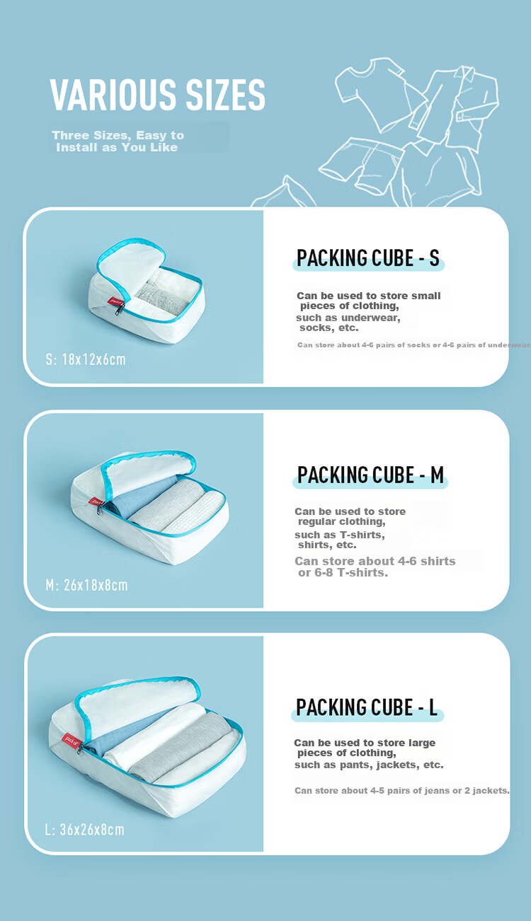 Набор органайзеров для багажа Pack All, 3 предмета, для путешествий, легкая версия