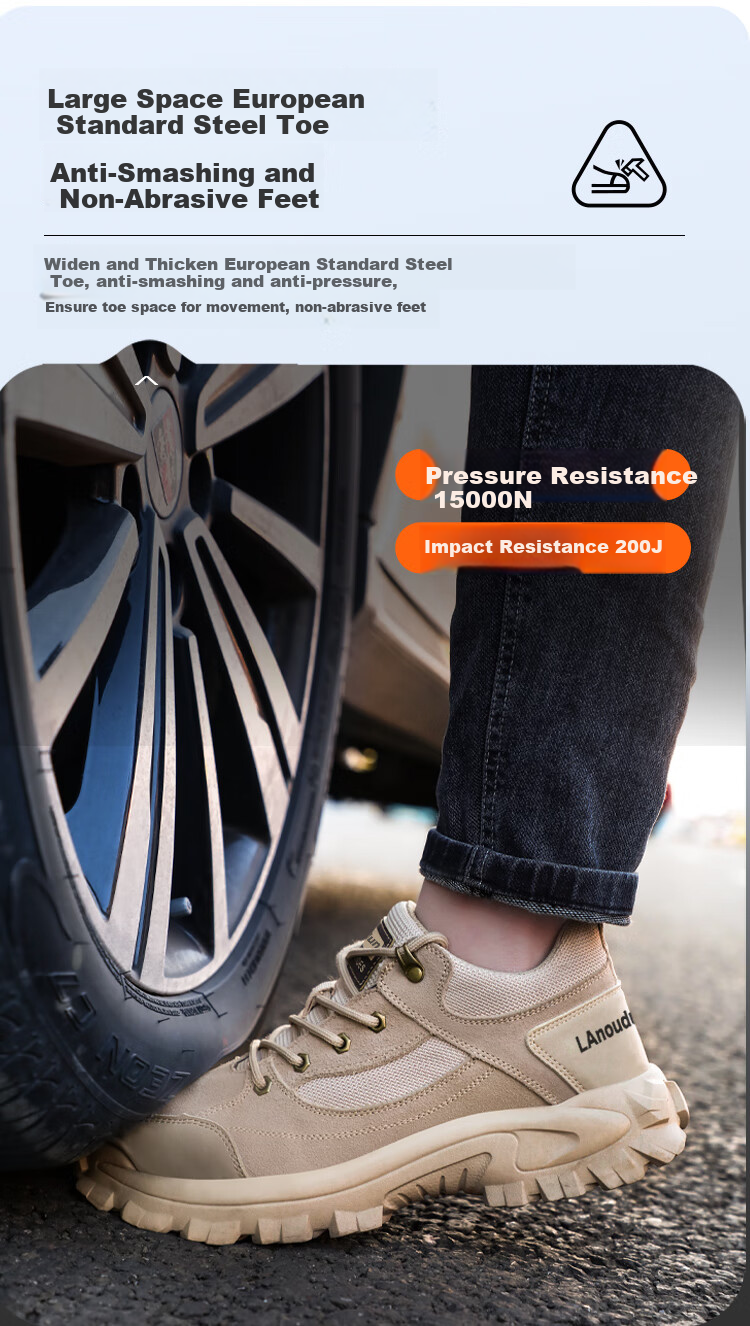 Мужские защитные ботинки Lanoudun, утепленные, дышащие, с противоударным подноском, антипрокольные, для стройки, DL1122KB, размер 39