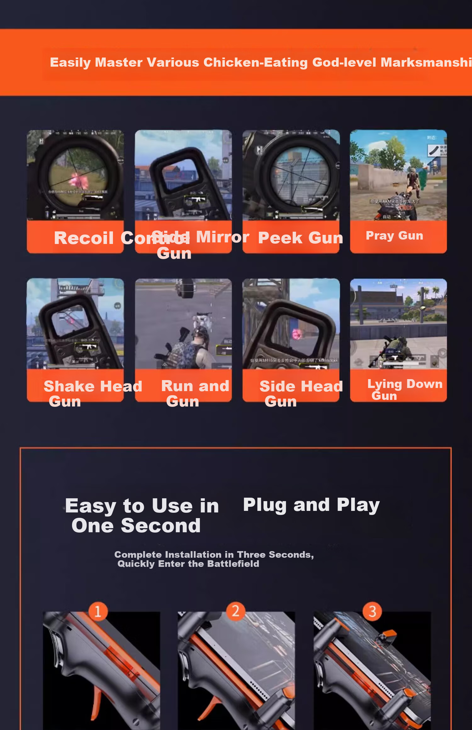 Игровой контроллер BIAZE YX90 для мобильных игр, шестипальцевый, механическая клавиатура, триггер для PUBG, Fortnite, Call of Duty