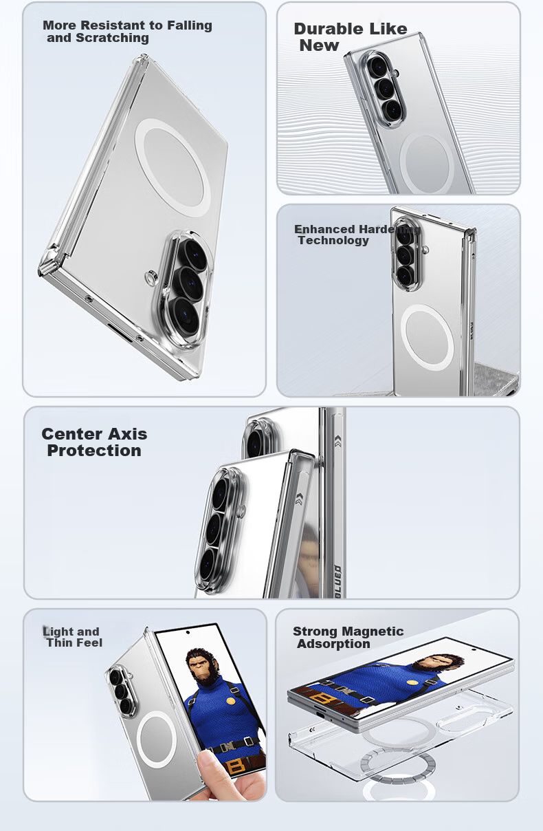 Чехол Lanxingxiansheng для Samsung Z Fold7, прозрачный, магнитный, противоударный