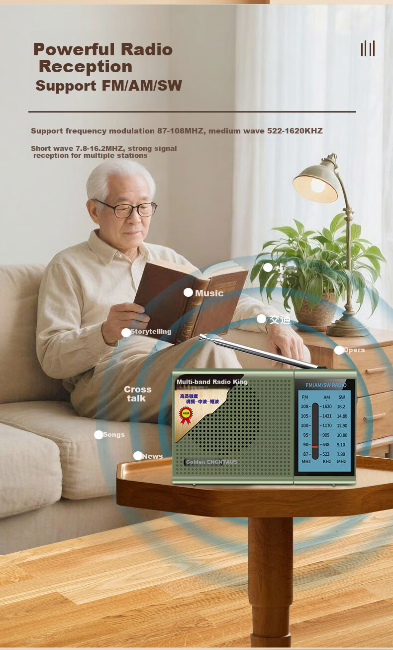 Портативное радио NINTAUS C38, миниатюрное, FM/AM/SW, с аккумулятором