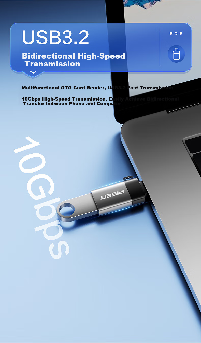 Переходник PISEN Type-C OTG, алюминиевый сплав, серый, для Apple, Huawei, iPad, ноутбуков, 0-1A