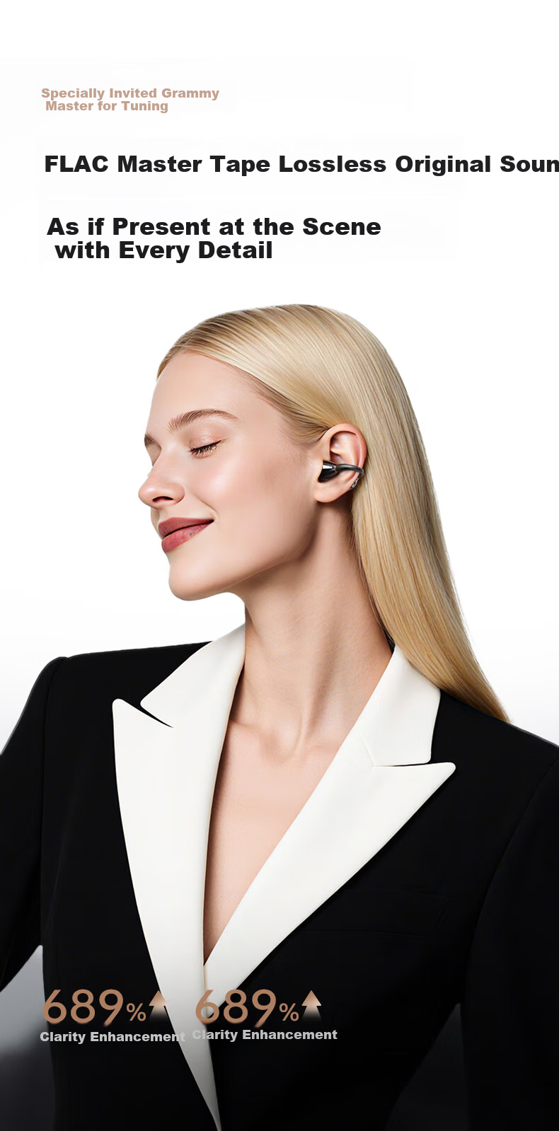 Беспроводные наушники KINYO A9 Ai Lingdong Huan, клипсовые, с костной проводимостью, Bluetooth, спортивные, с шумоподавлением, с длительным временем работы от аккумулятора и функцией перевода в реальном времени