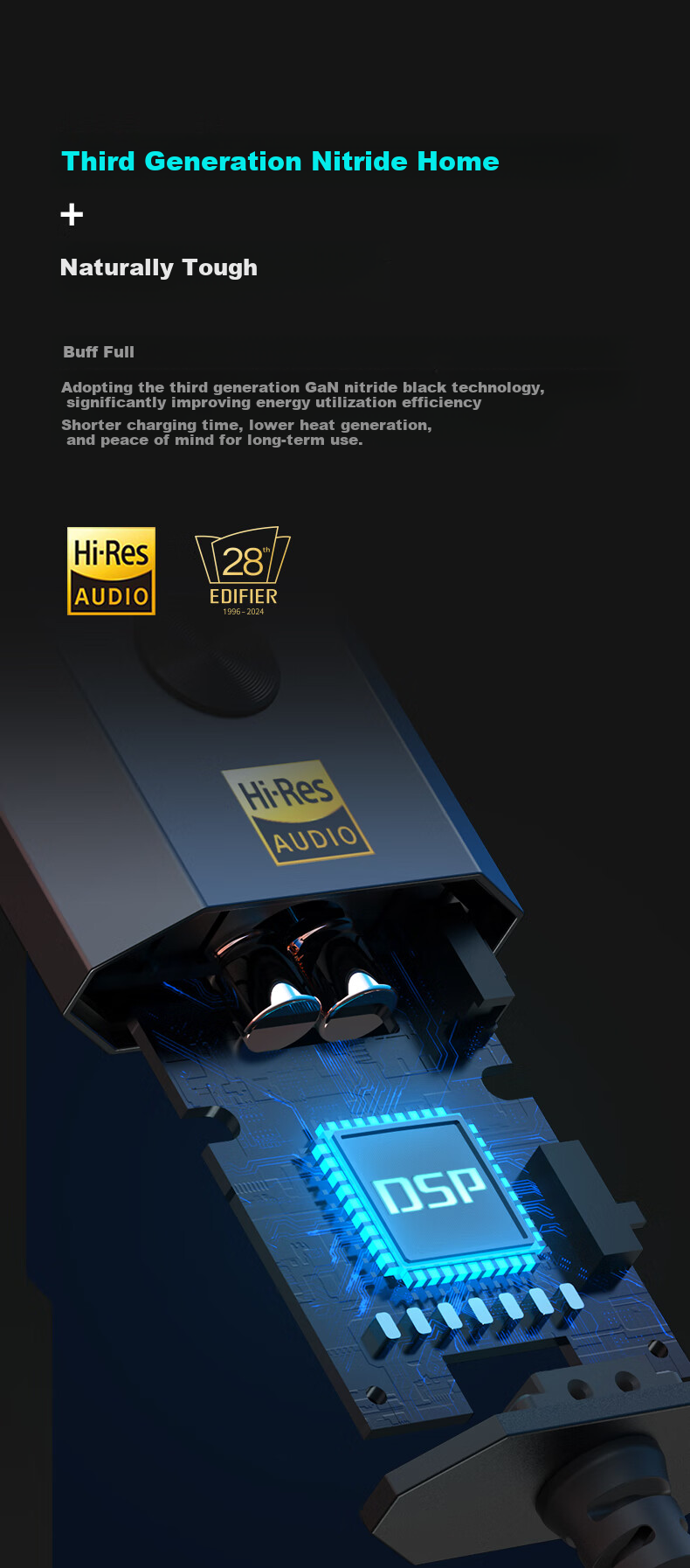 Внешняя звуковая карта EDIFIER HECATE GS04 USB to 3.5mm, 7.1 игровая, конвертер аудио, адаптер для наушников, микрофона и динамиков, совместима с ПК, ноутбуками, PS4/PS5