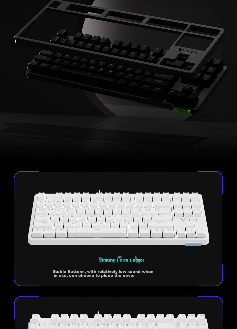 Механическая клавиатура Rapoo V500PRO-87, проводная, 87 клавиш, черная, с подсветкой