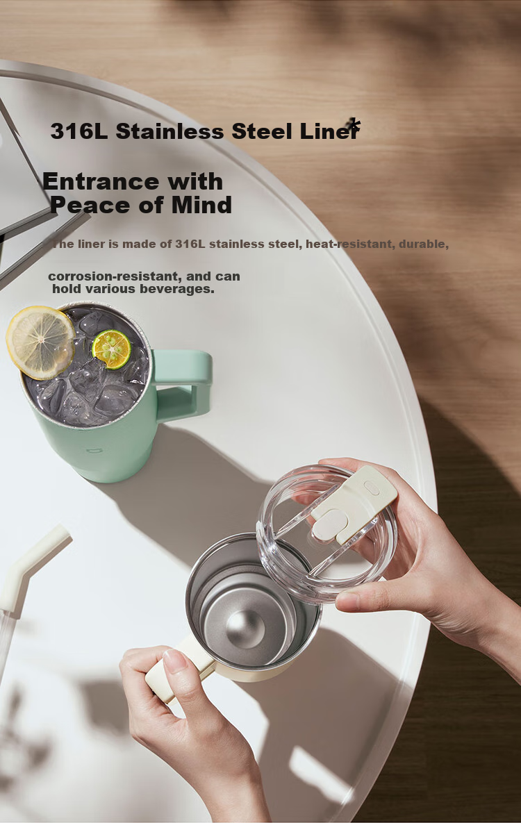 Xiaomi Straw Insulated Cup, 1L, Lime Green