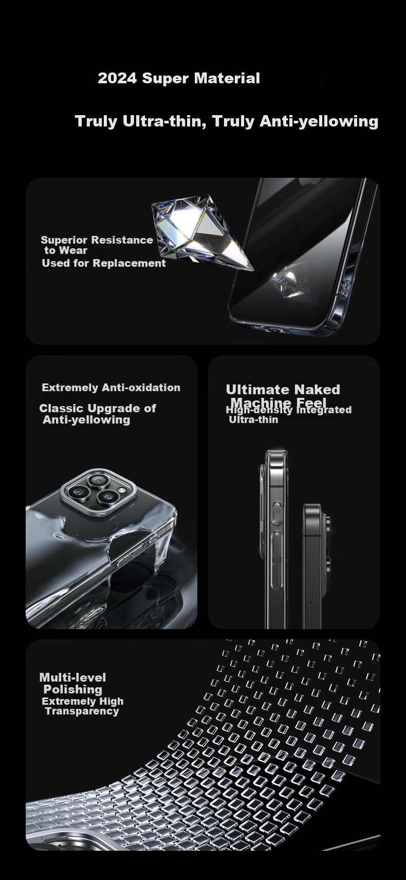 Чехол TORRAS для iPhone 15 Pro, с выдвижной подставкой, противоударный, прозрачный, PC+TPU