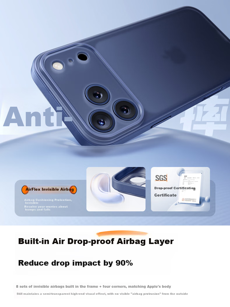 Чехол Mofei для Apple iPhone 17 Pro Max, ультратонкий, защитный, полупрозрачный, с рассеиванием тепла, глубокий синий