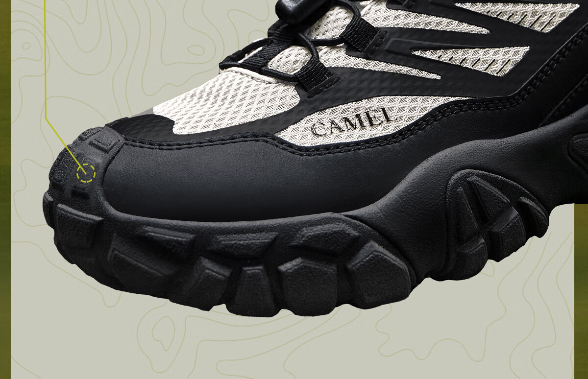 Мужские кроссовки CAMEL G15A171028, дышащие, мягкие, легкие, уличные, для хайкинга, черные/бело-кремовые, размер 43