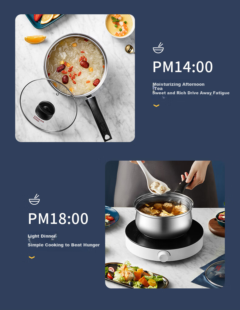 Ковш COOKER KING из нержавеющей стали 304, 18 см, для приготовления детского питания, молока, супов и лапши, с крышкой