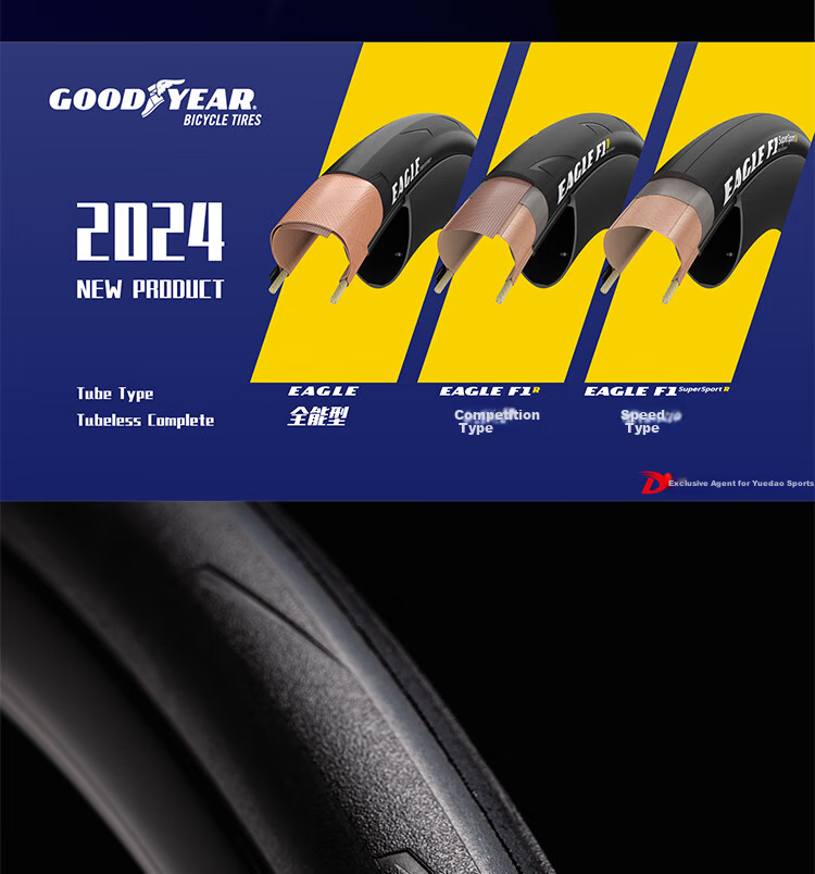 Велосипедная покрышка Goodyear Eagle 700x25, всесезонная, противопрокольная, с открытым протектором, цвет "имбирно-желтый"