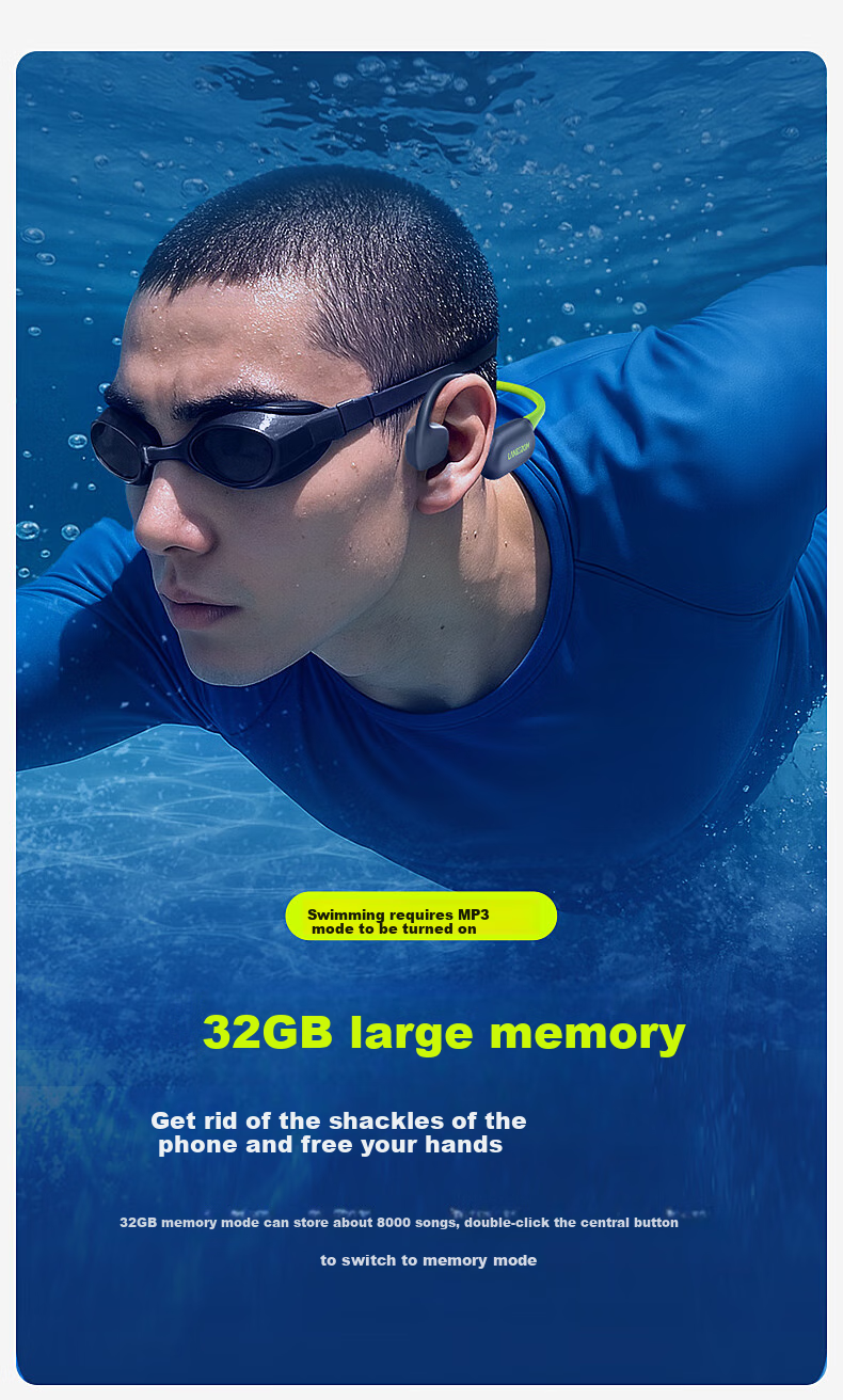 Беспроводные наушники Lanshidun AirSwim Neo с костной проводимостью, водонепроницаемые, Bluetooth 6.0, 32 ГБ памяти, для плавания, бега, езды на велосипеде