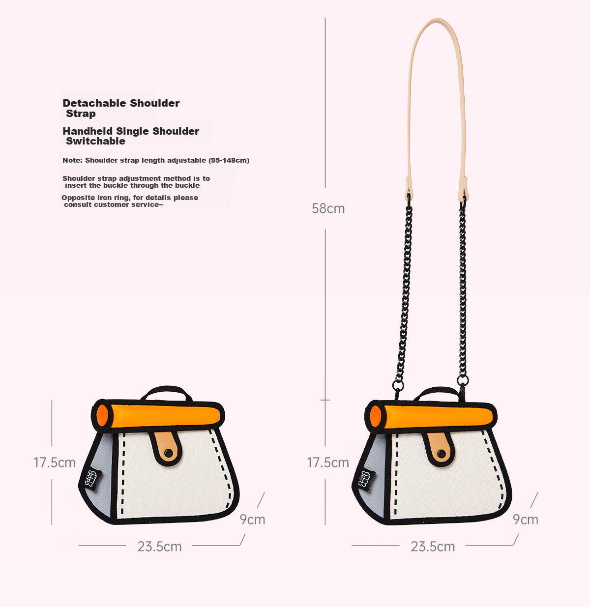 Сумка женская JumpFromPaper, розовая, кросс-боди, искусственная кожа, 23.5 x 17.5 x 9 см