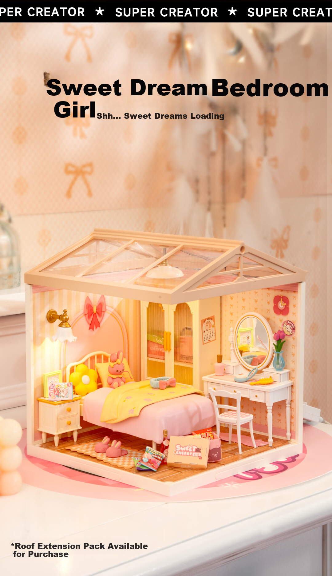 Конструктор Rolife Super World Sweet Dream Bedroom DIY, набор для сборки домика-кукольного, подарок на День Святого Валентина, Новый год для девочек