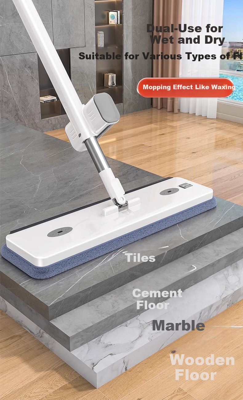 Швабра Sobam Flat Mop, 42 см, с 4 насадками, для дома, без ручной стирки, 2025