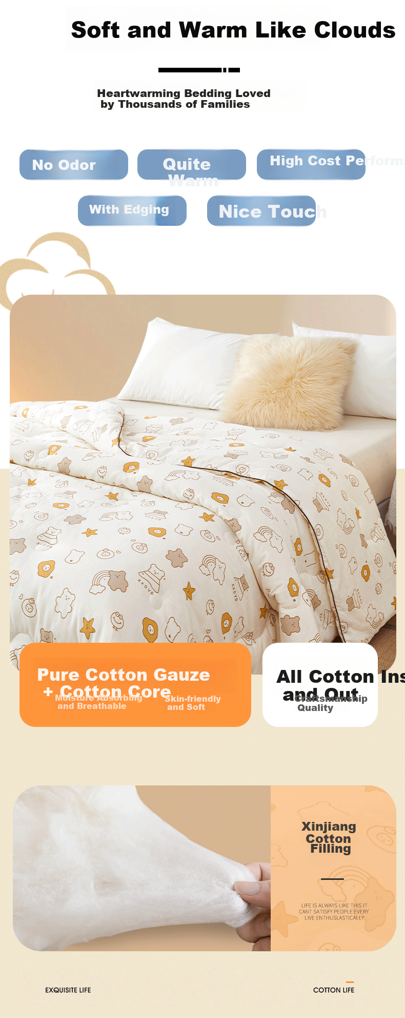 Mengshina 100% Xinjiang Cotton Quilt, Pure Cotton Comforter, Cotton Duvet Insert, Single Person Autumn Winter Quilt, 5 Jin (2.5 Kg), 150x200cm, Bingguixiong