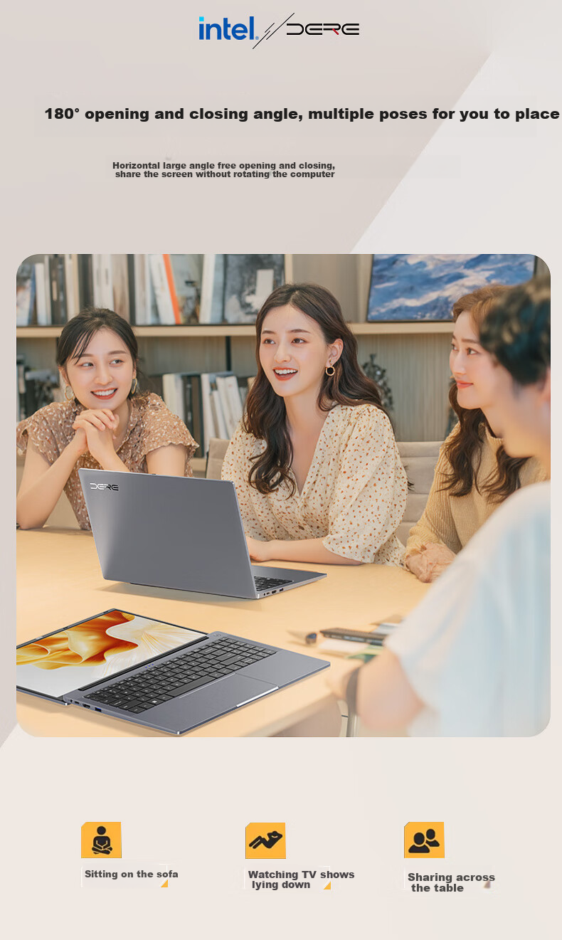 Ноутбук DERE R16 Pro, 15.6", Intel Celeron, 16 ГБ ОЗУ, 512 ГБ SSD, Windows 11, глубокий серебристо-серый