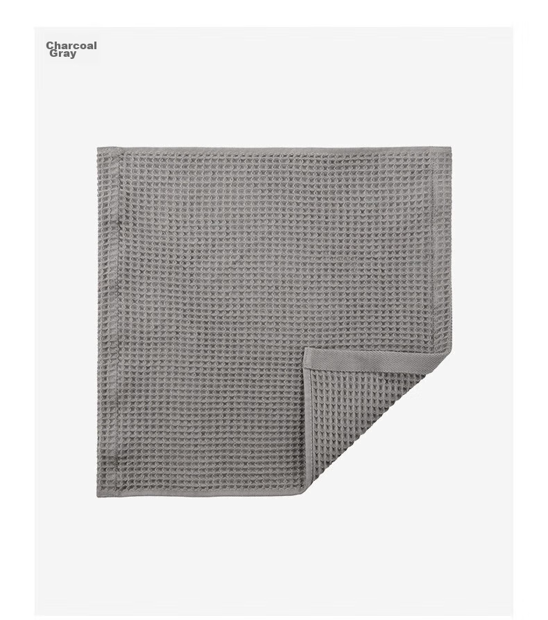 MUJI Полотенце для рук, хлопок, вафельная текстура, тонкое, светло-серое, 34x35 см