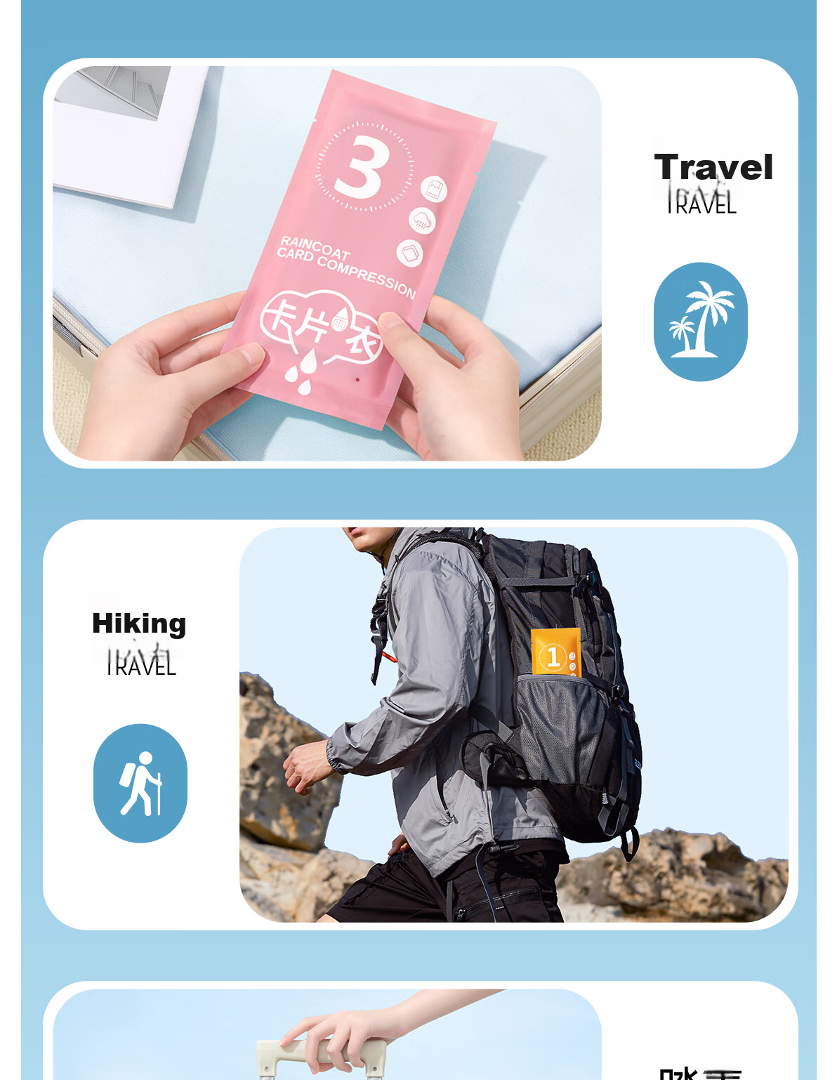 Одноразовый дождевик Etravel, утолщенный портативный пончо в стиле карточек, длинный и очень большой для защиты от сильного дождя, размер для взрослых, упаковка из 3 шт.