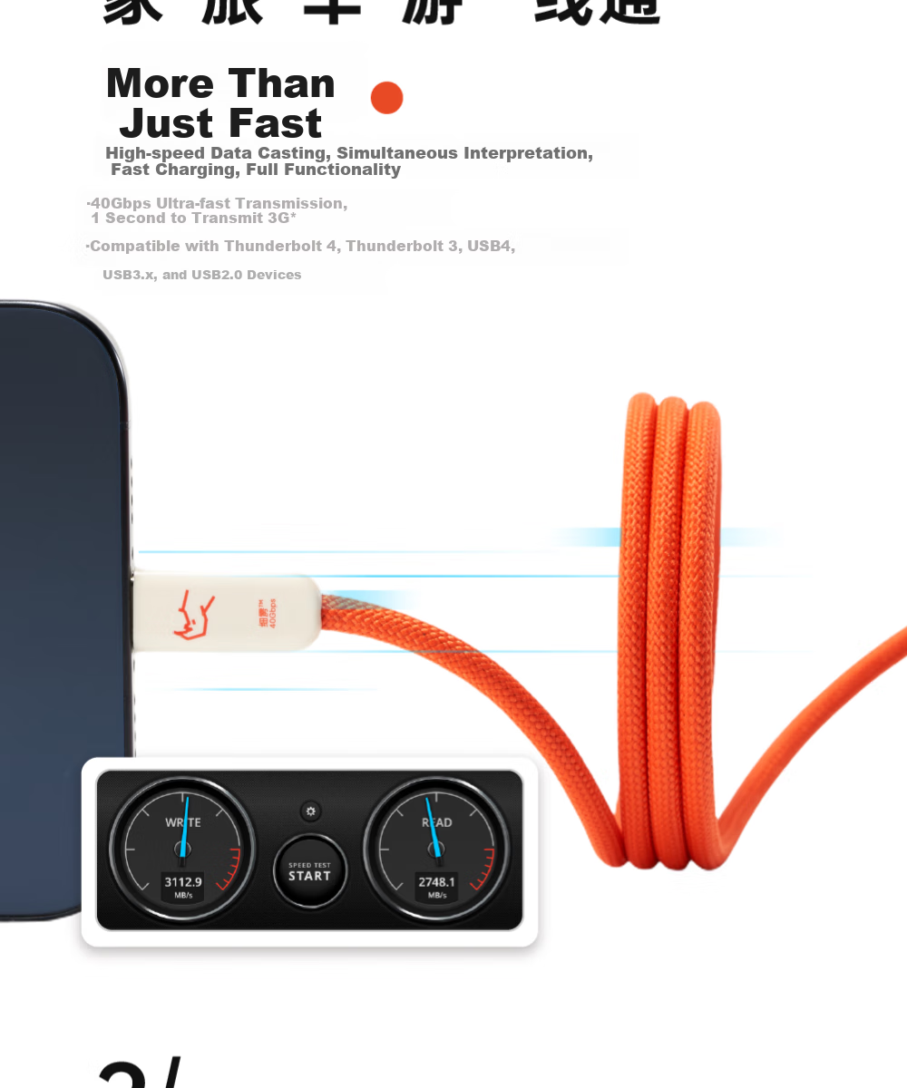 Кабель CANDYSIGN Candy Factory Thunderbolt 4 USB4 Type-C, 240W, 8K, 1 метр, 40 Гбит/с, черный