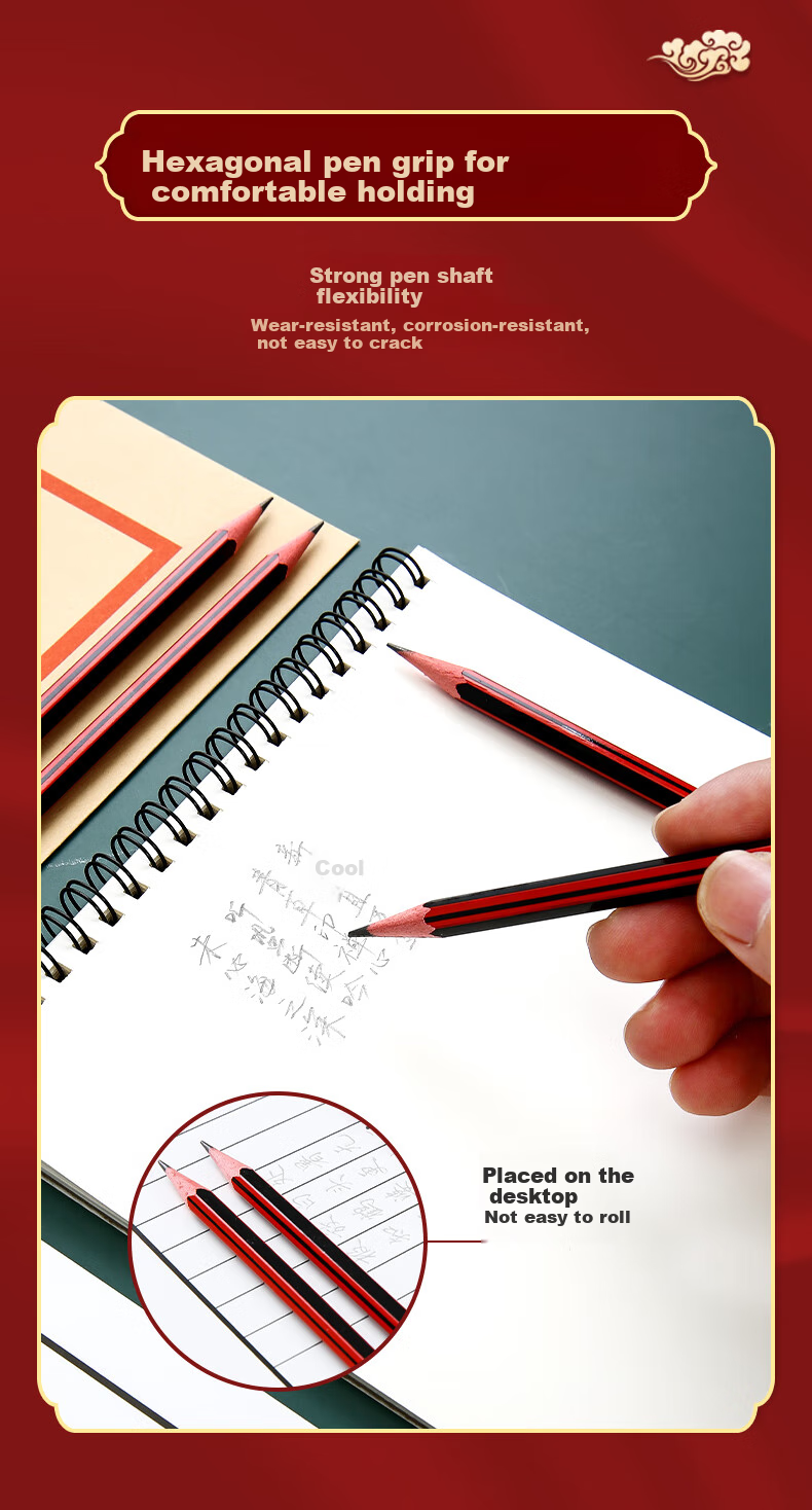 Карандаши M&G, 50 штук, 2B, красно-черные, шестигранные, деревянные, с ластиком AWP308D6