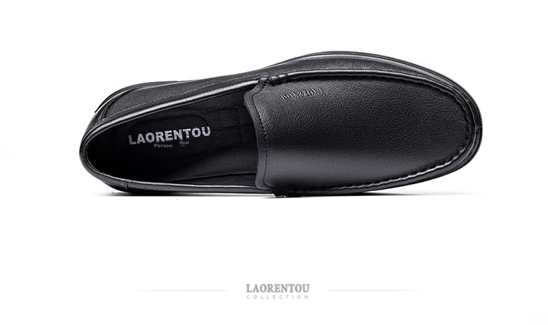 Мужские туфли LAORENTOU, деловые повседневные, из натуральной коровьей кожи, слипоны, износостойкие, дышащие, удобные, модель LA13506, черные, размер 41