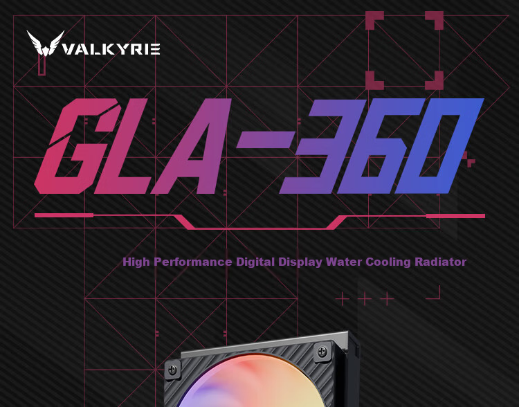 Система жидкостного охлаждения VALKYRIE GLA360 BLACK VK с цифровым дисплеем, универсальными креплениями, совместимая с AM5 LGA1700, ARGB подсветкой