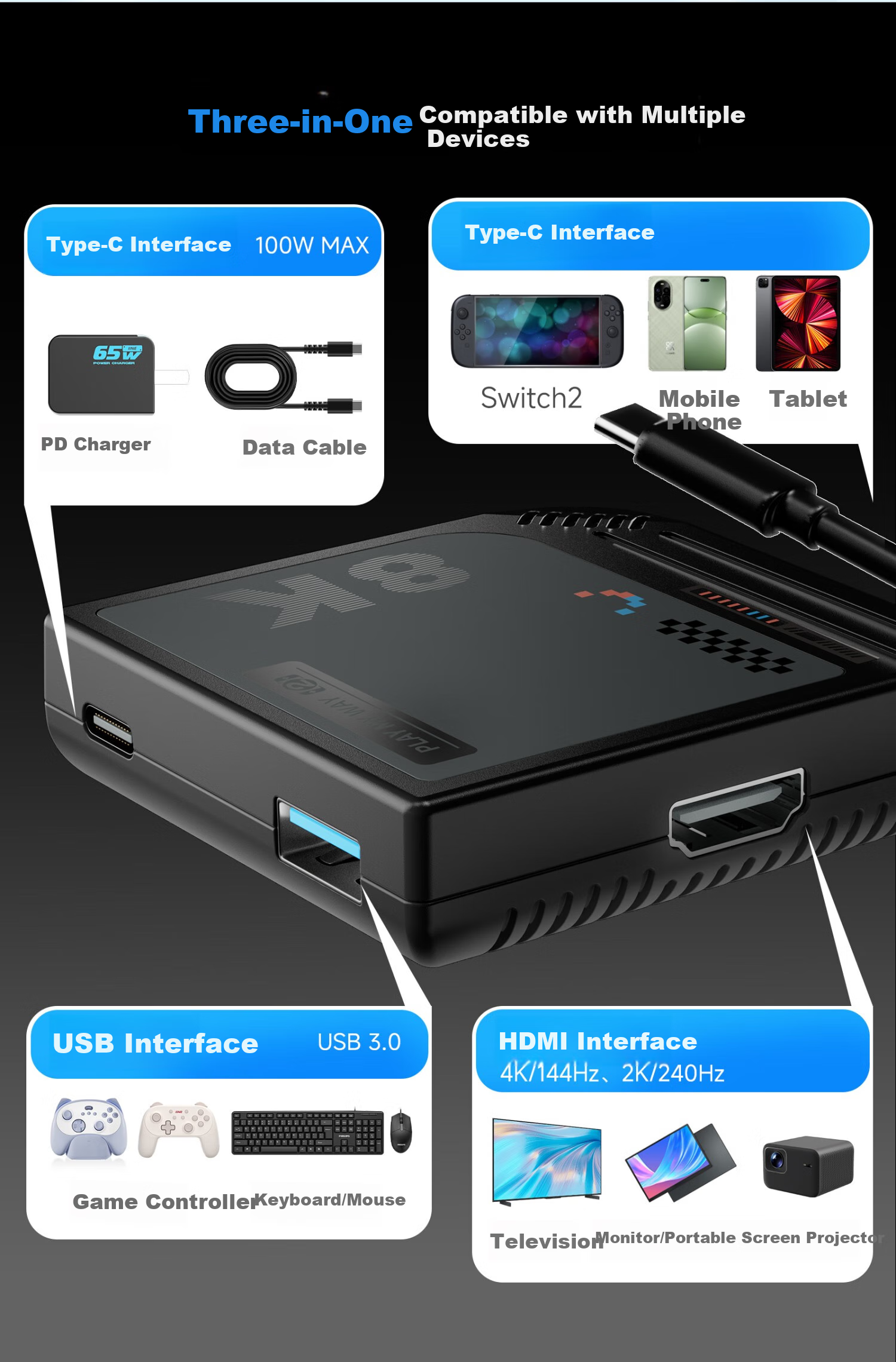 Портативный конвертер Liangzhi (INE) для Nintendo SWITCH 1/2, кабель для зеркалирования экрана, док-станция для расширения видеоигровой консоли, Type-C на HDMI высокой четкости, аксессуар NS2