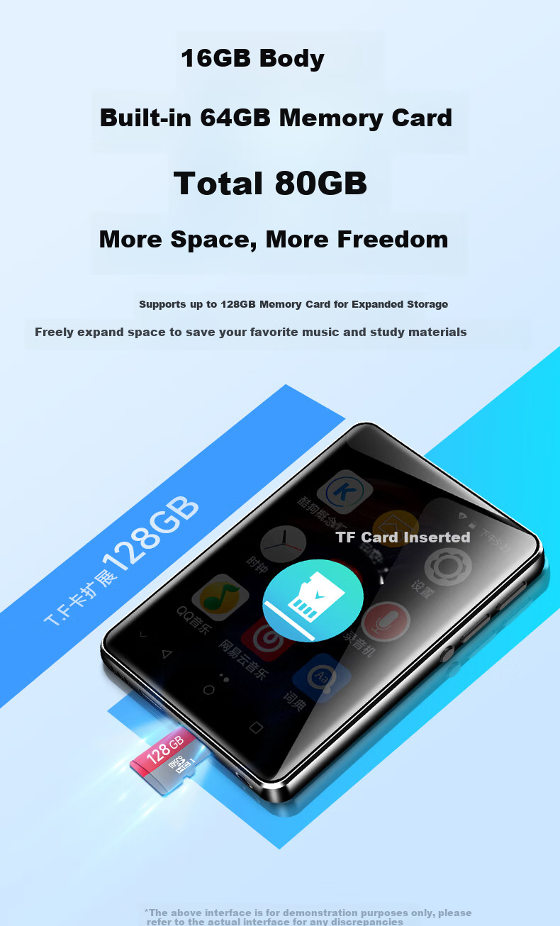 Портативный MP3/MP4 плеер FAMUE PA03 Smart WiFi, 2.83-дюймовый сенсорный экран, 80 ГБ, Bluetooth, Wi-Fi, словарь