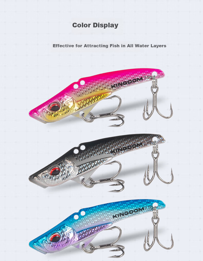 Комплект блесен Guowangliuya Metal VIB Lure Set, искусственная приманка для пресноводной рыбалки, 7.5 г, набор S2