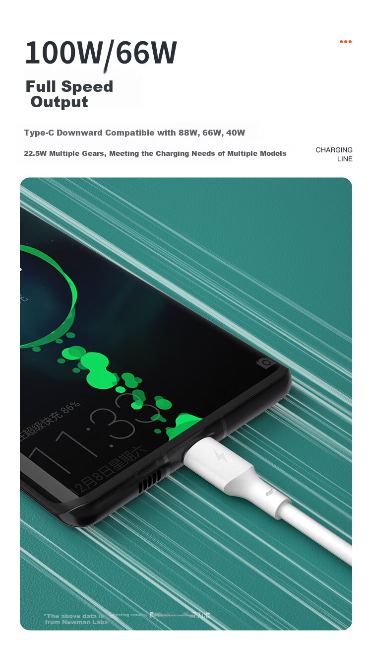 Кабель Newmine 3-в-1 100W Super Fast Charging Cable, белый, 1.2 м